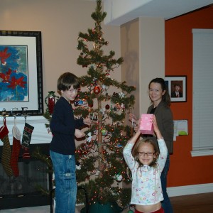 Decorating our Charlie Brown Christmas Tree