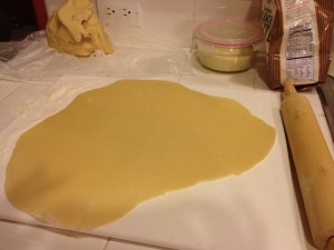 Rolling out kolacky dough
