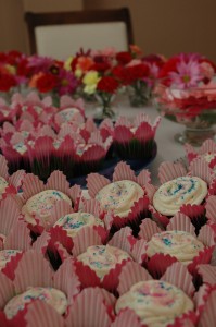 Cupcakes in flower cups