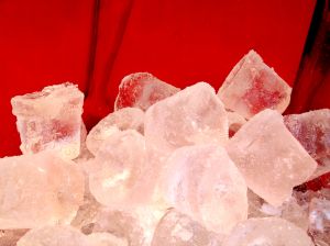 Ice cubes on red
