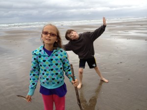 Kids at beach, Nehalem Bay, Oregon