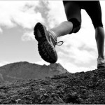 Woman's feet -- running uphill