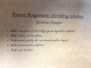 Potion assignment for Harry Potter Party using vinegar and baking soda